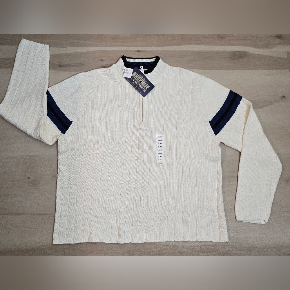 Graphite Jeans Wear Quarter Zip Long Sleeve Whisper White Mens Sweater Size XXL
